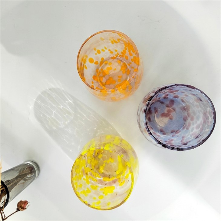 Egg-shaped Glass Cup With Colored Dots
